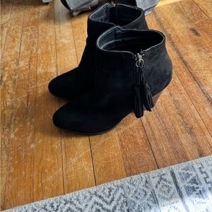 Black Suede Ankle Boots with Chunky Heel